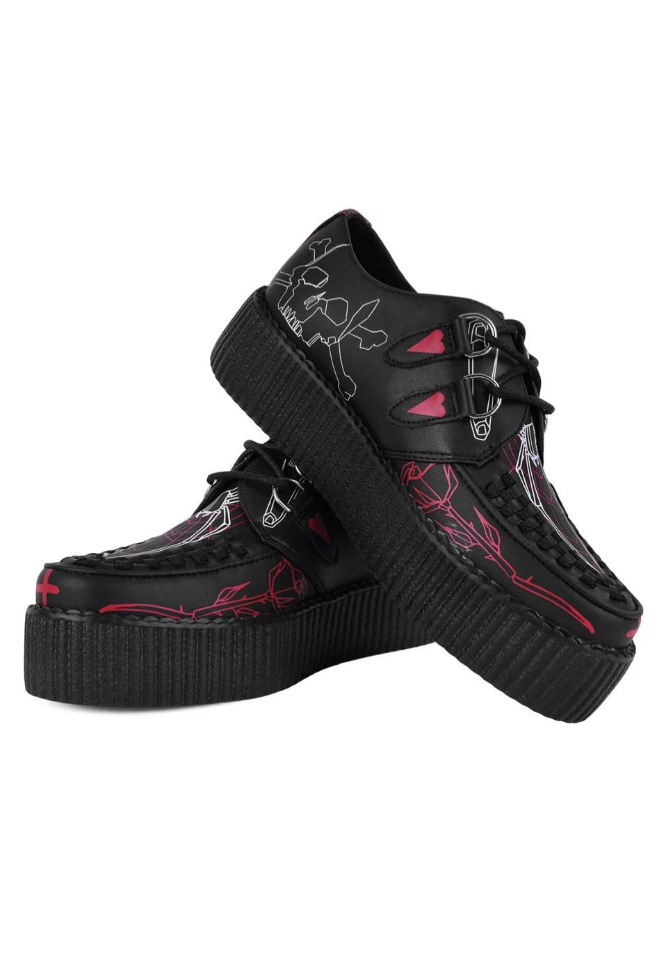 T.U.K. x Eliza Sidney - Viva High Sole Black Skull Print - Girl Shoes Store Sale