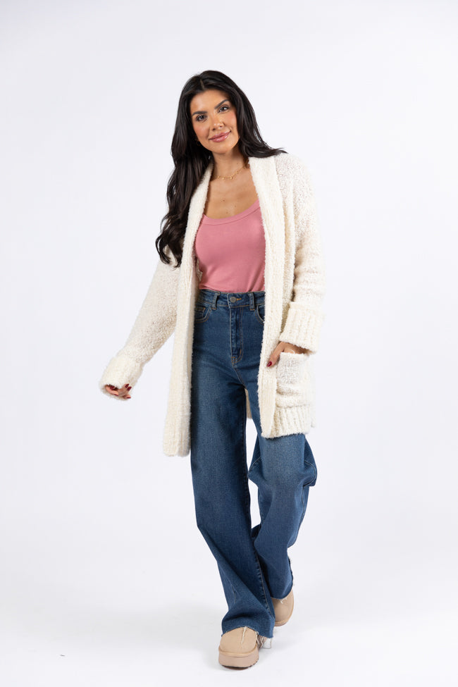 All Time Fav Cream Fuzzy Cardigan SALE Free Shipping Eastbay