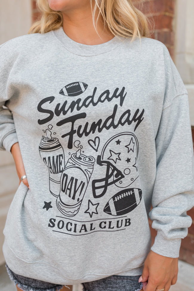 Sunday Funday Light Grey Oversized Graphic Sweatshirt Free Shipping Online