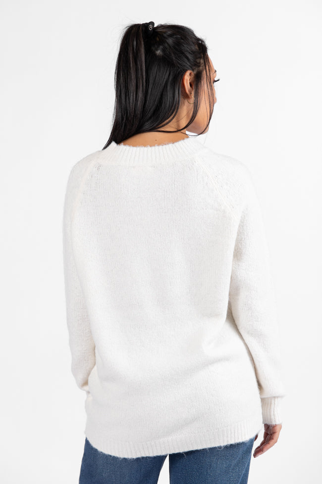 Feeling Like Love Ivory and Black Bow Crew Neck Sweater Explore