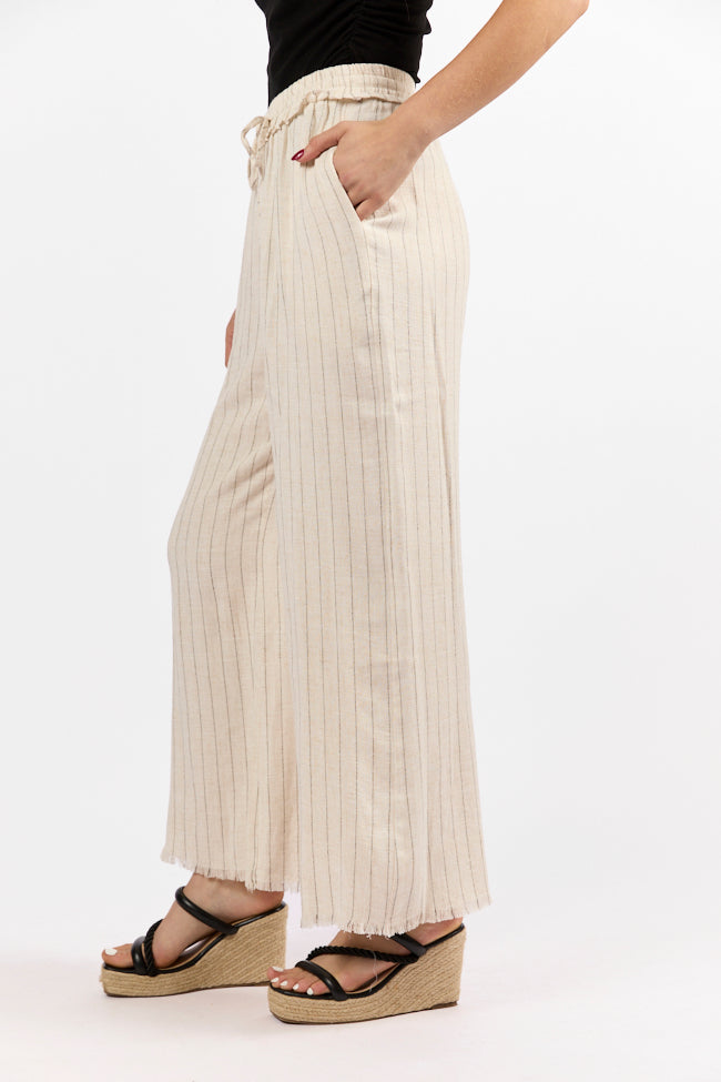 Full Sail Beige Linen Blend Striped Pants Wide Range Of Cheap Online