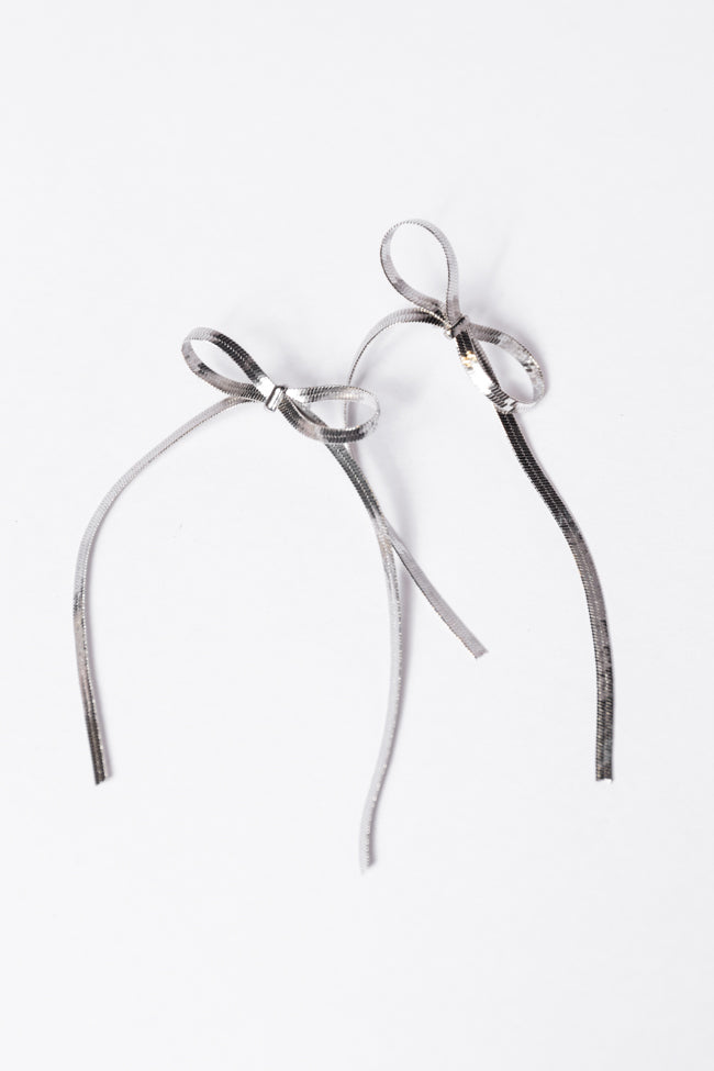 Snake Chain Silver Bow Earrings View Cheap Pice