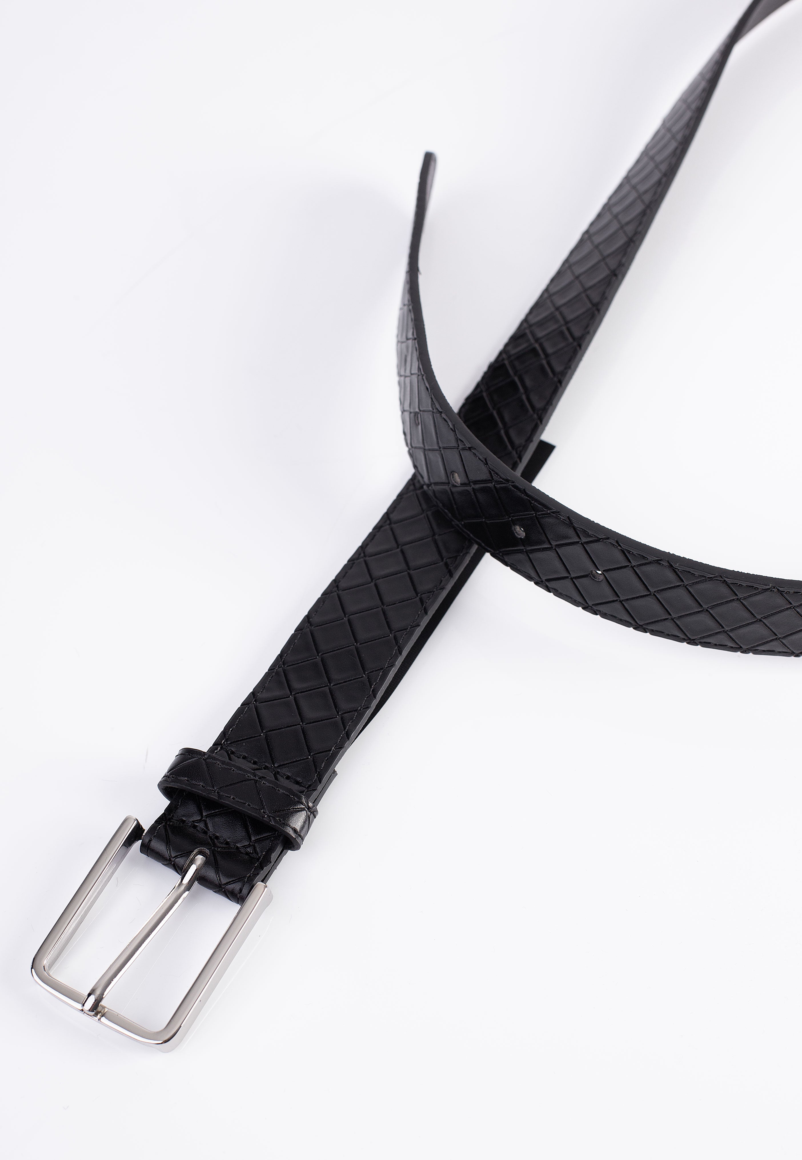 Urban Classics - Woven Embossed Synthetic Leather Black/Silver - Belt Cheapest Pice