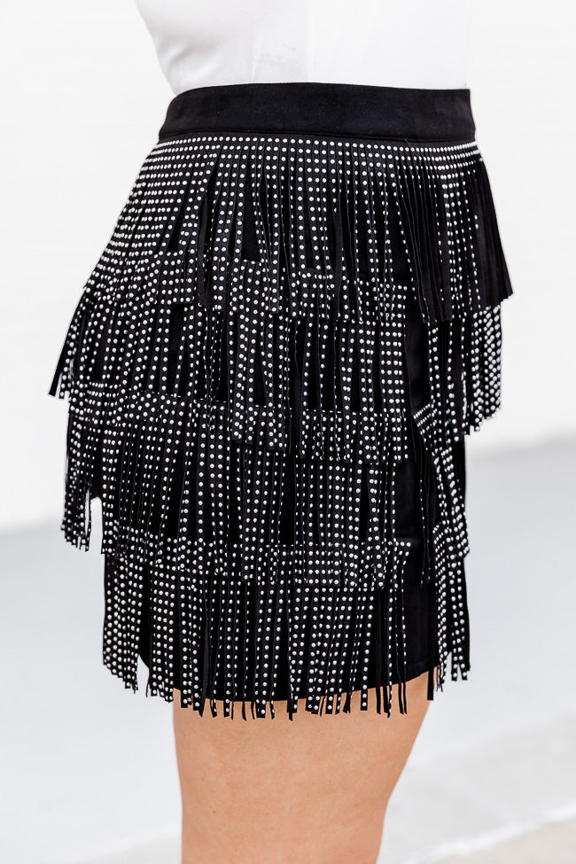 Born To Fly Black Studded Fringe Skirt FINAL SALE Clearance Best Place