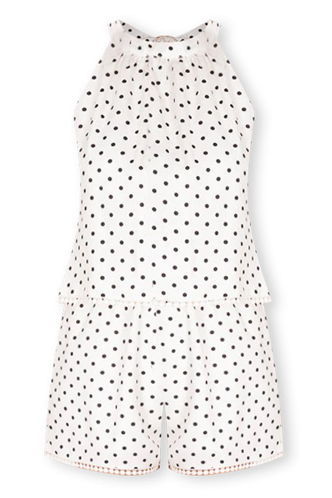 She Said Yes White and Black Polka Dot Romper FINAL SALE Shop For Online