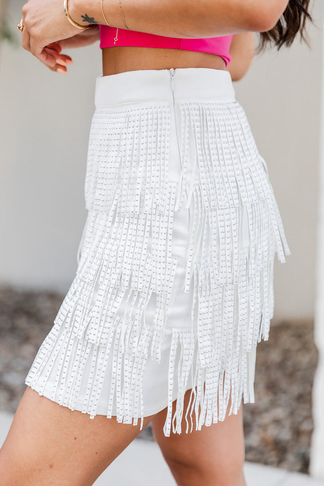 Born To Fly White Studded Fringe Skirt FINAL SALE The Best Store To Get