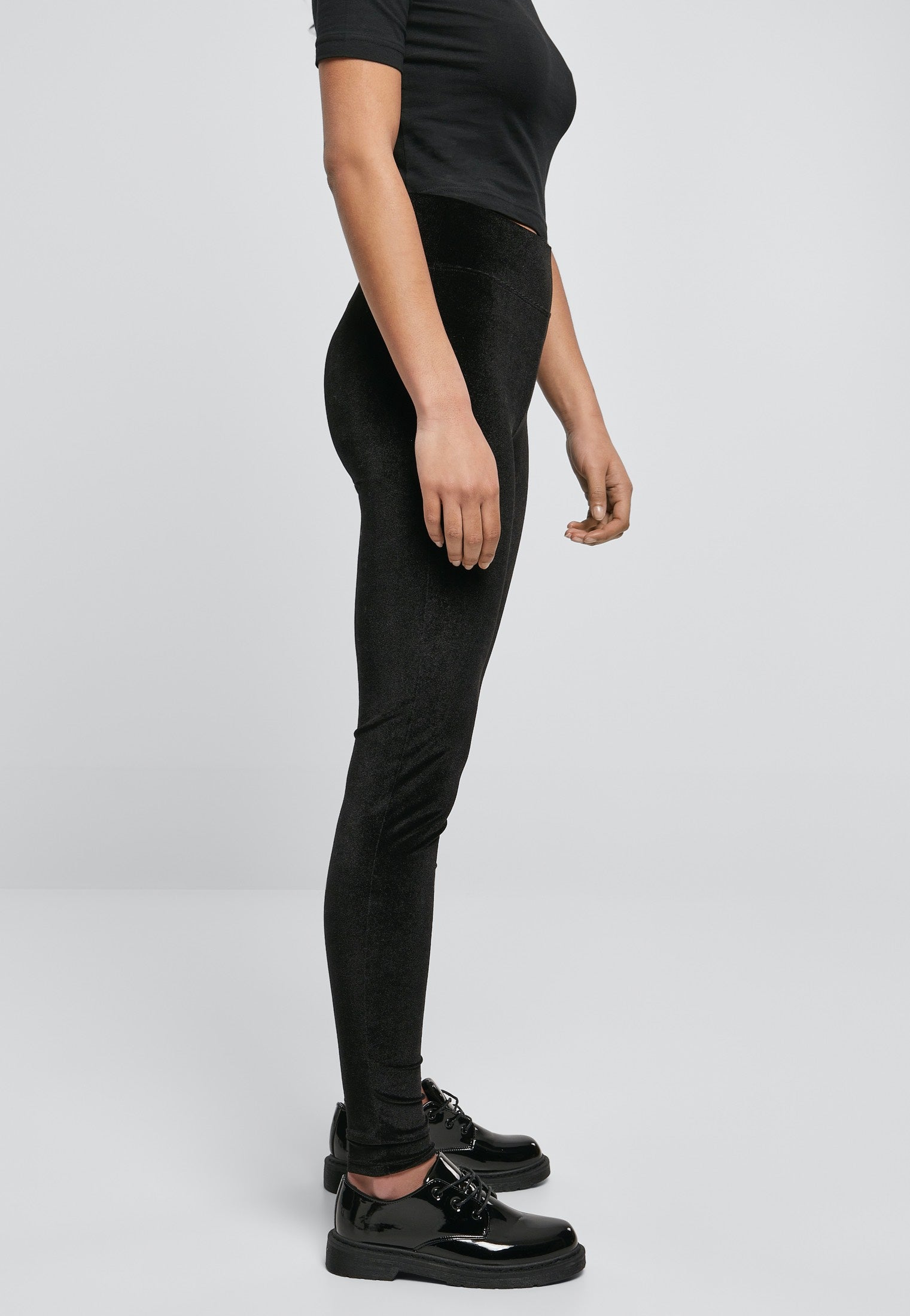 Urban Classics - Ladies High Waist Velvet Black - Leggings New Styles For Sale