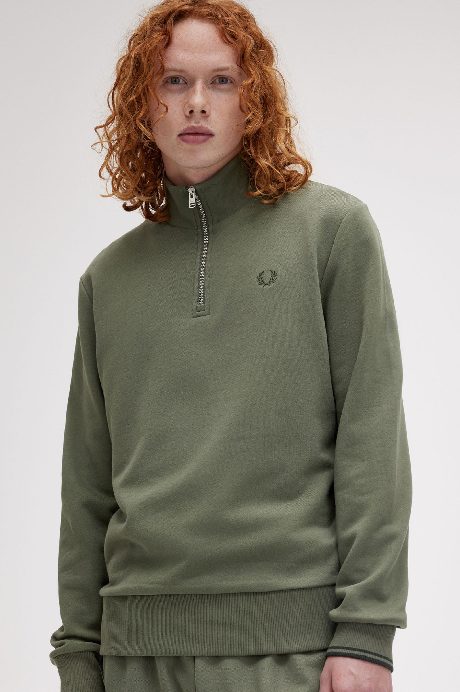 Fred Perry - Half Zip Laurel Wreath Green/Night Green - Sweater Latest Sale Online