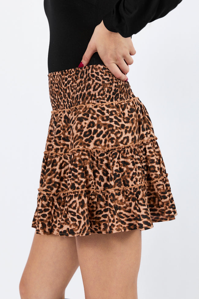 Through The Garden Brown Leopard Mini Skort Sast For Sale