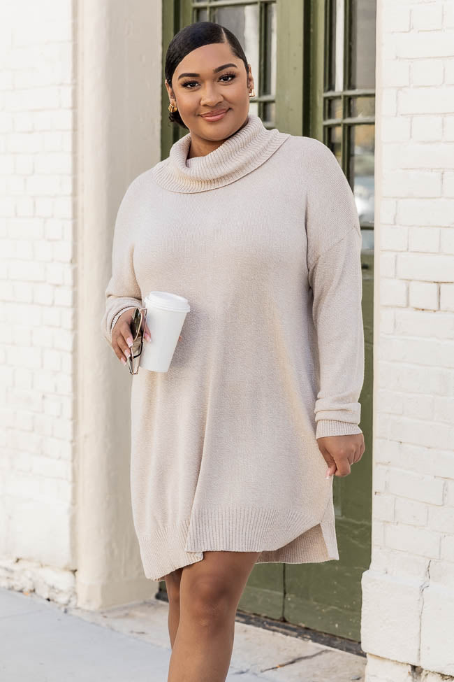 Changing Locations Beige Turtleneck Sweater Dress Buy Cheap Fake