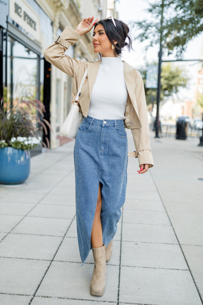 Invest In Me Tan Crop Trench Coat FINAL SALE Outlet Sale Online