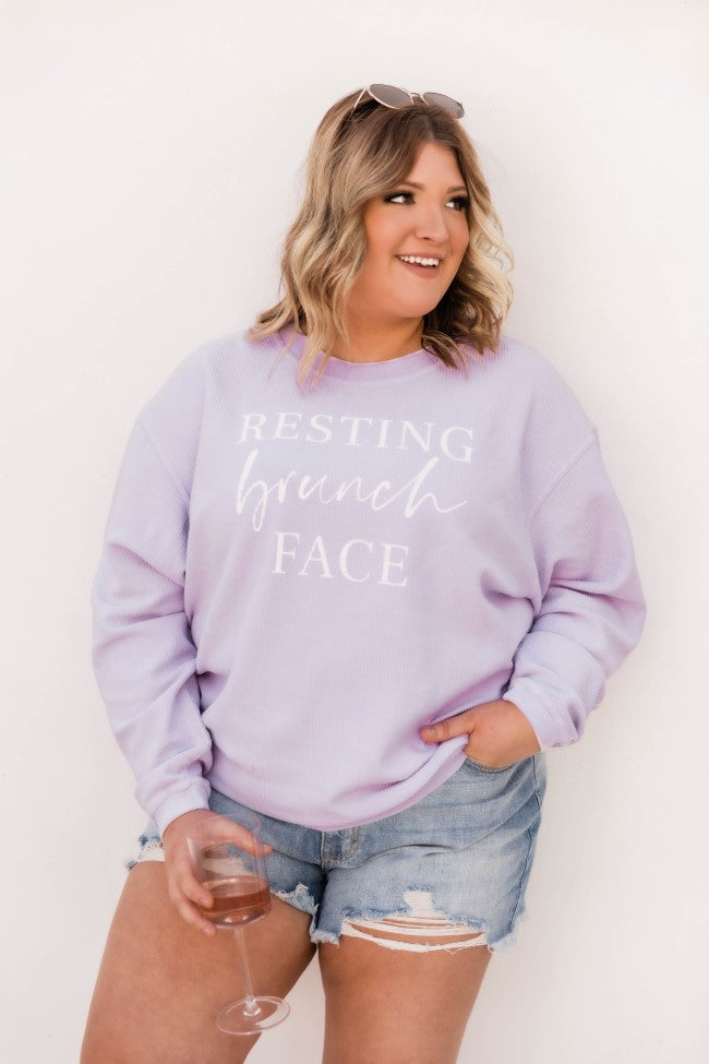 Resting Brunch Face Lilac Corded Graphic Sweatshirt FINAL SALE With Credit Card Cheap Online