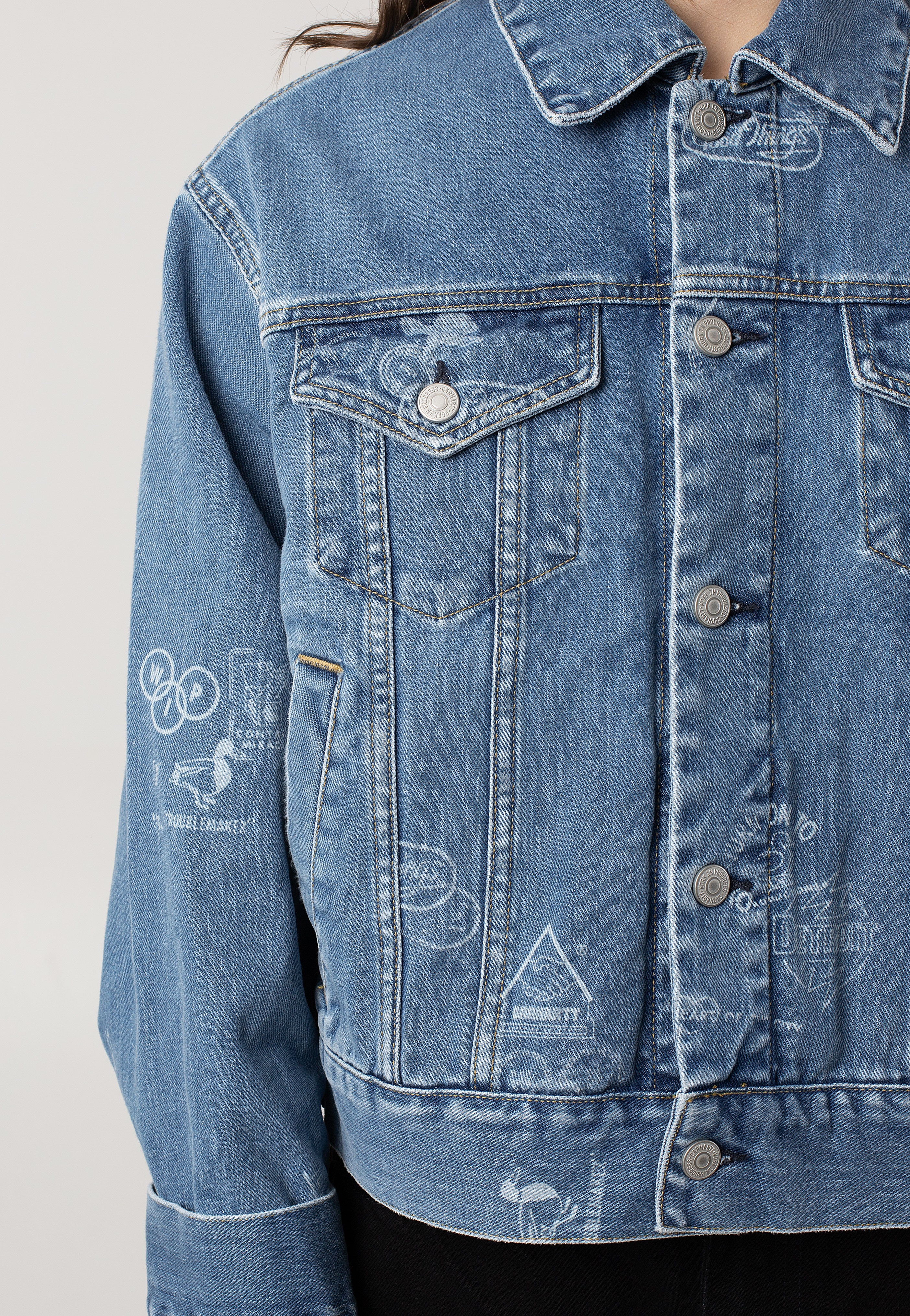 Carhartt WIP - W' Stamp Jeans Jacket Bleached Stamp Print/Blue - Jeans Jacket