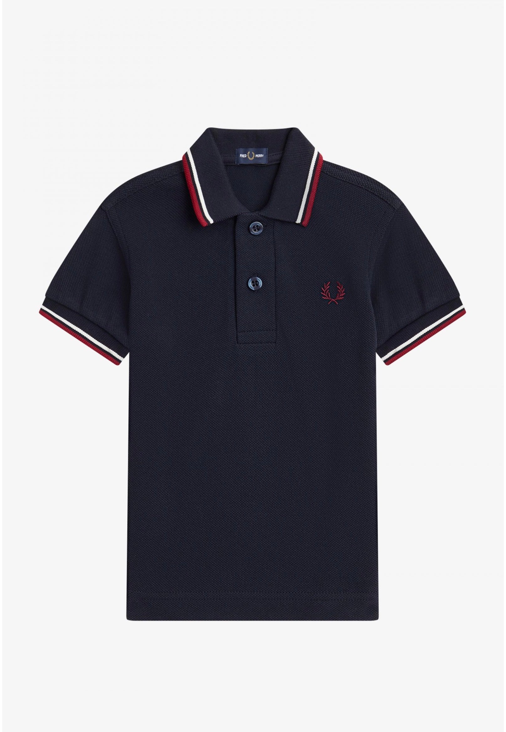 Fred Perry - My First Navy/Snow White/Burnt Red - Polo Fashion Style Cheap Online