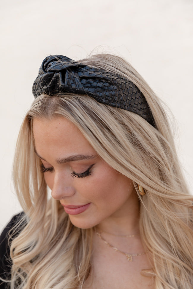 In Control Black Leather Knotted Headband FINAL SALE Cheap Exclusive