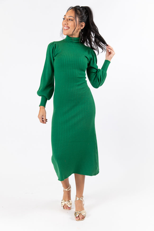 Through The Years Green Turtleneck Midi Dress FINAL SALE Outlet Discount Authentic