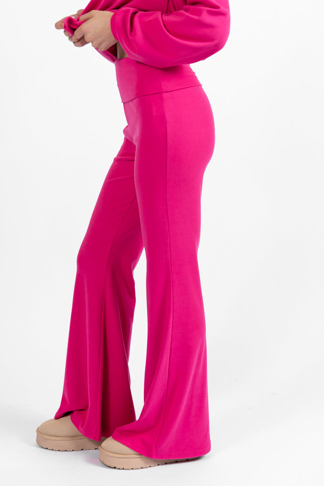 In A Dream Pink Foldover Band Super Soft Flare Pants Discount Release Dates