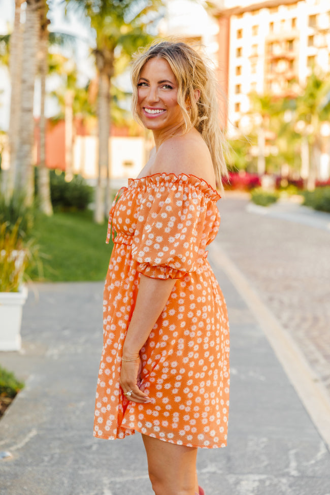 Golden Hour Gulf Orange Floral Dress Discount Newest