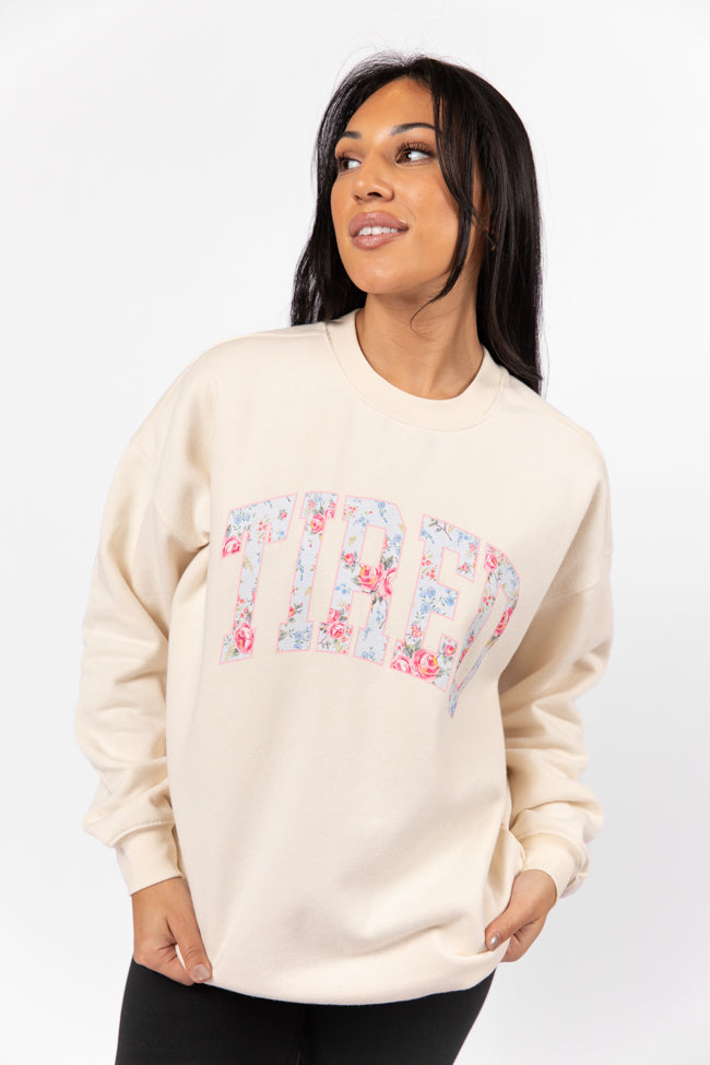 Tired Cream Oversized Graphic Sweatshirt Outlet Clearance Store