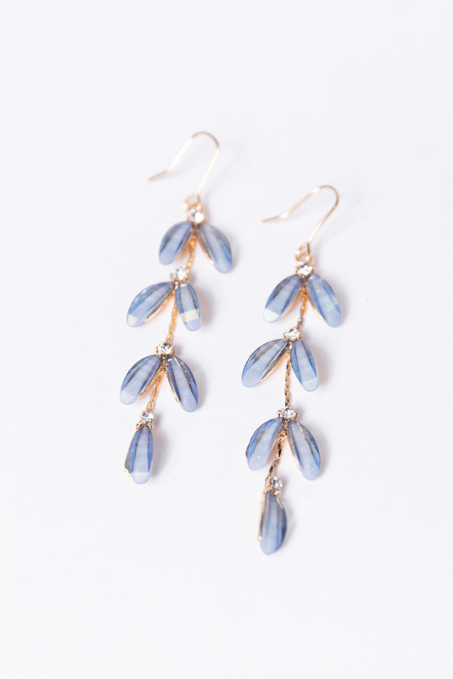 Falling Petals Blue Earrings Free Shipping Very Cheap