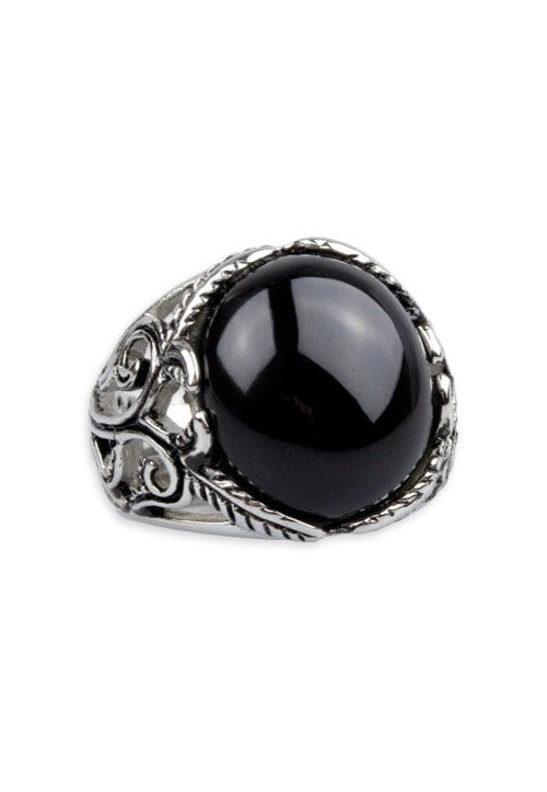 etNox - Big Black Ornament Silver - Ring Latest