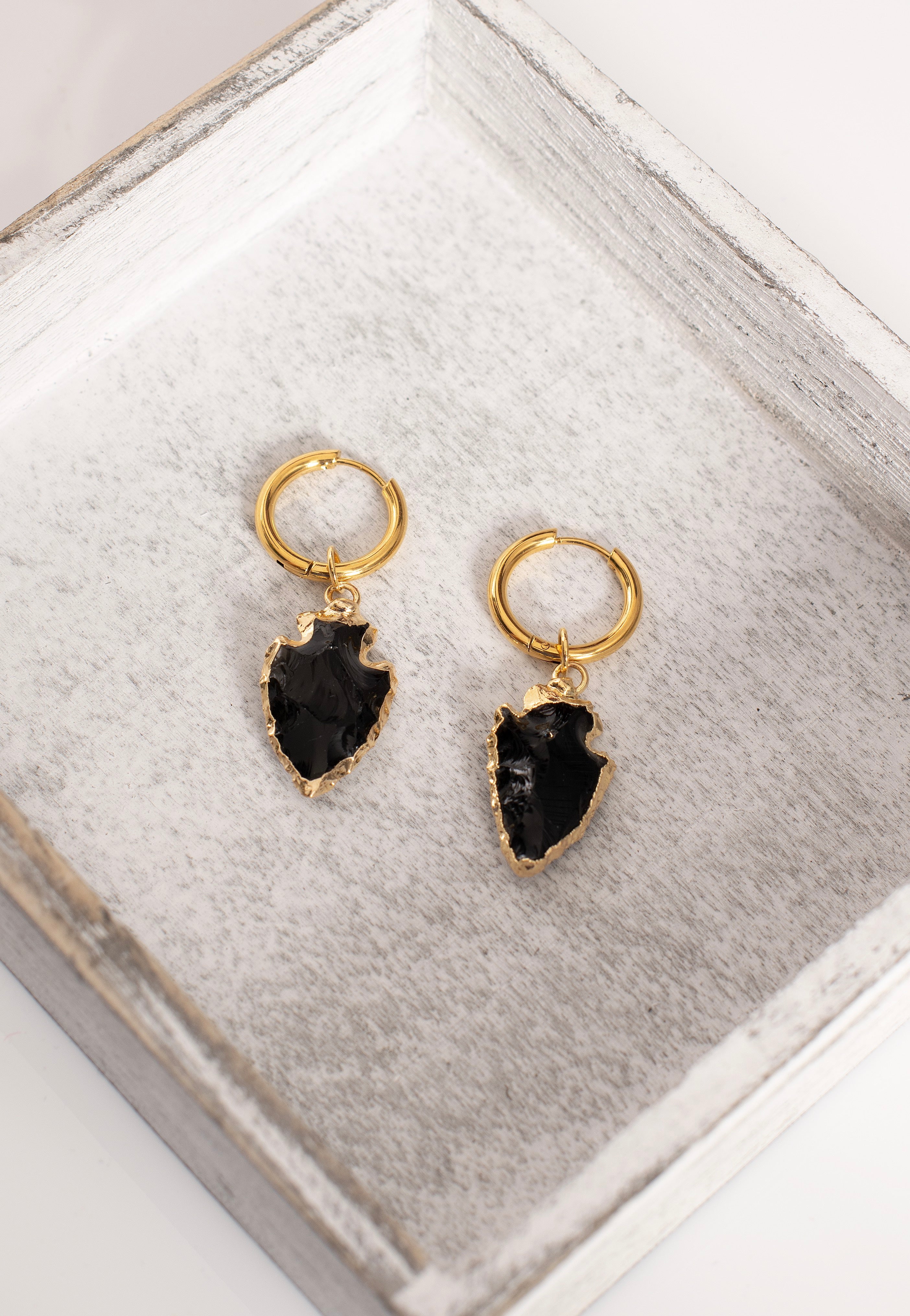 Wildcat - Little Obsidian Stone Gold - Earrings Cheap Sale Low Pice Fee Shipping