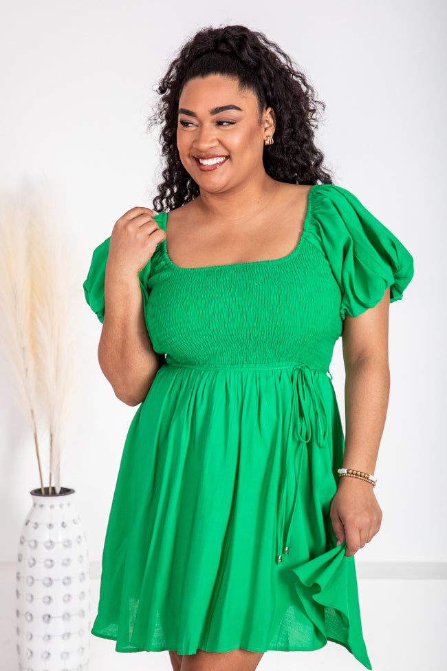 Gentle Touch Kelly Green Puff Sleeve Mini Dress FINAL SALE Cheap Professional