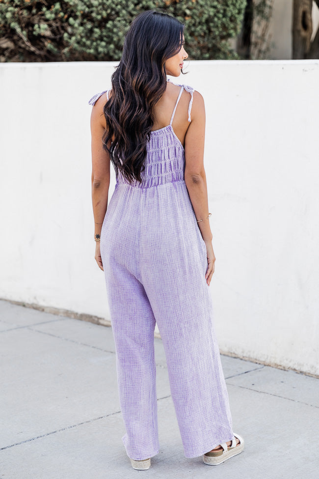 Jump For Joy Lavender Gauze Jumpsuit Discount Collections