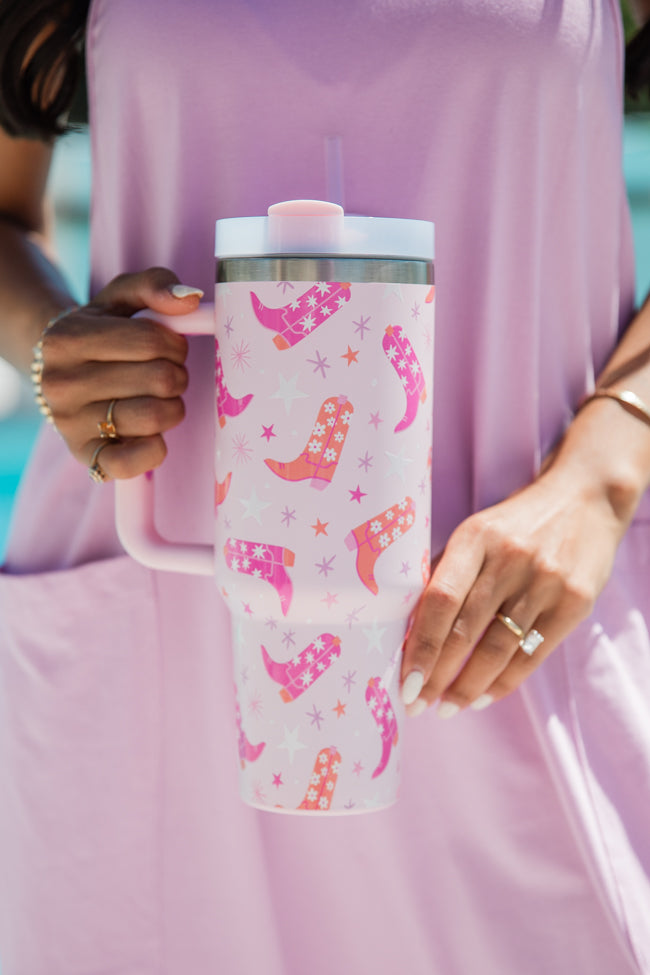 Sippin' Pretty In Giddy Up Girly 40 0z Drink Tumbler With Lid And Straw