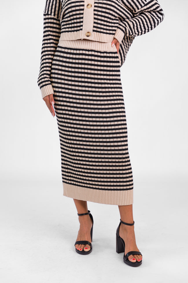 Believe In Me Cream and Black Striped Knit Skirt FINAL SALE Low Pice Fee Shipping Sale Online