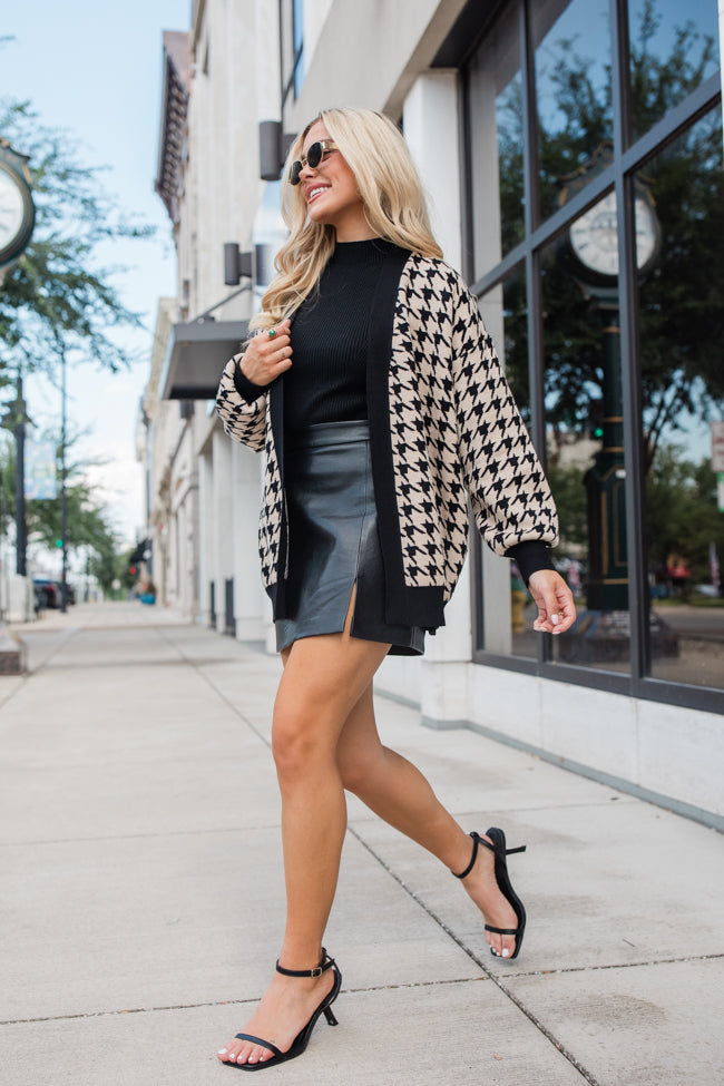 Trying Your Best Tan Houndstooth Cardigan Outlet Pay With Paypal