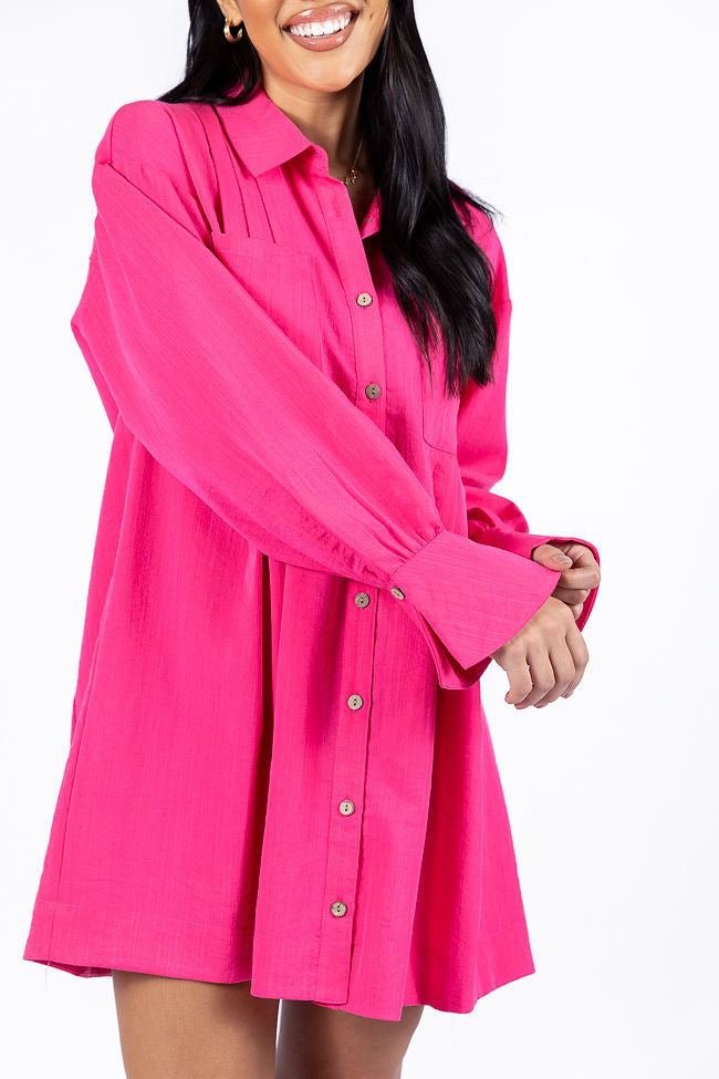 Write This Down Pink Button Up Shirt Dress FINAL SALE New Arrival