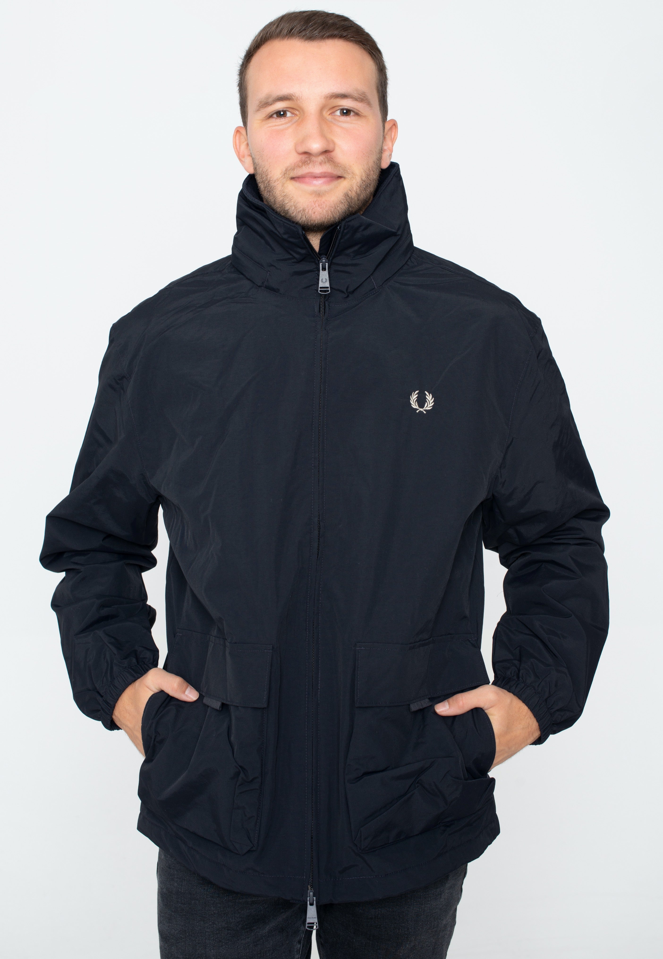 Fred Perry - Patch Pocket Zip Through Navy - Jacket Sale Manchester Great Sale