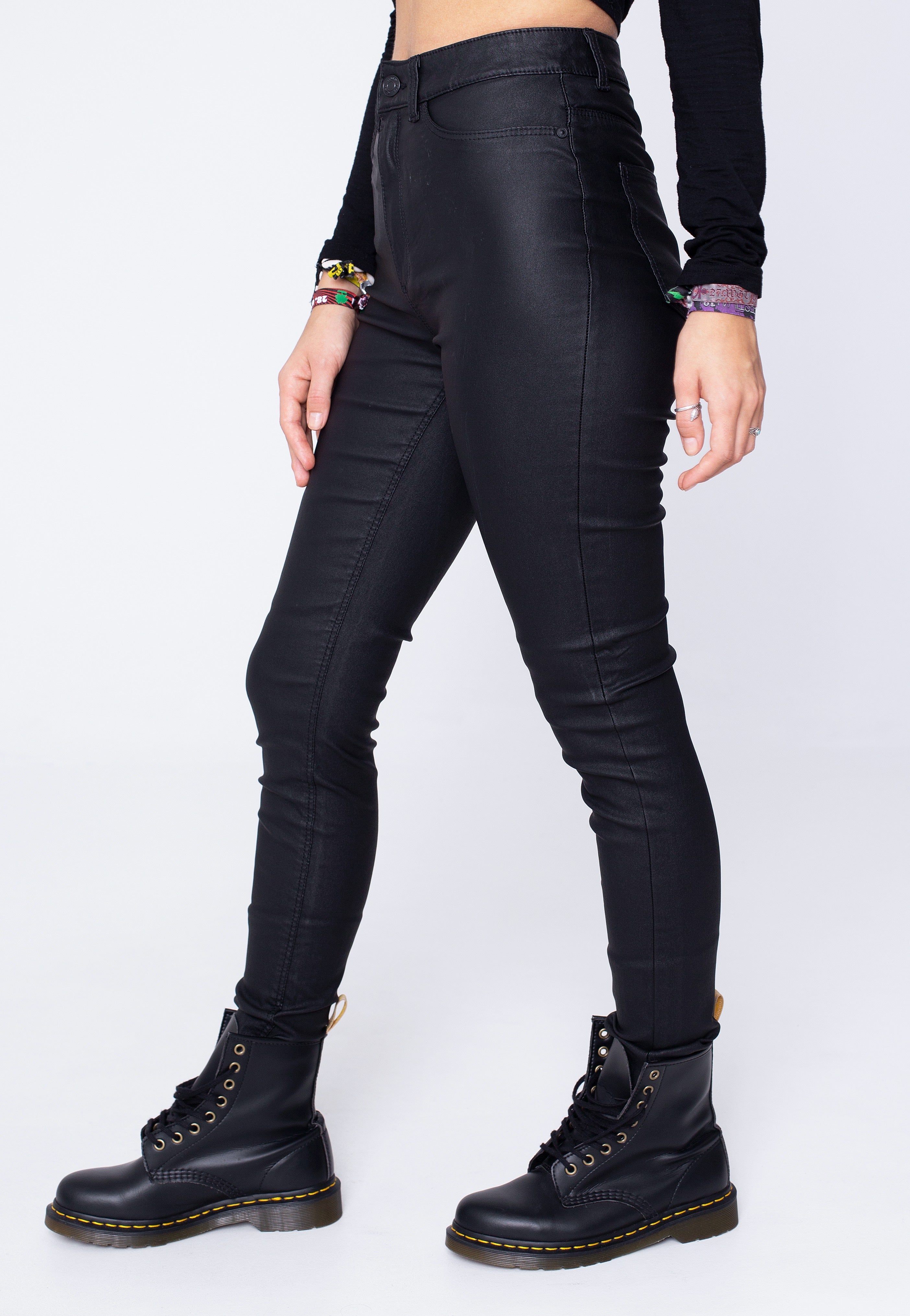 Noisy May - Callie Skinny Coated Black - Jeggings Cheap Usa Stockist