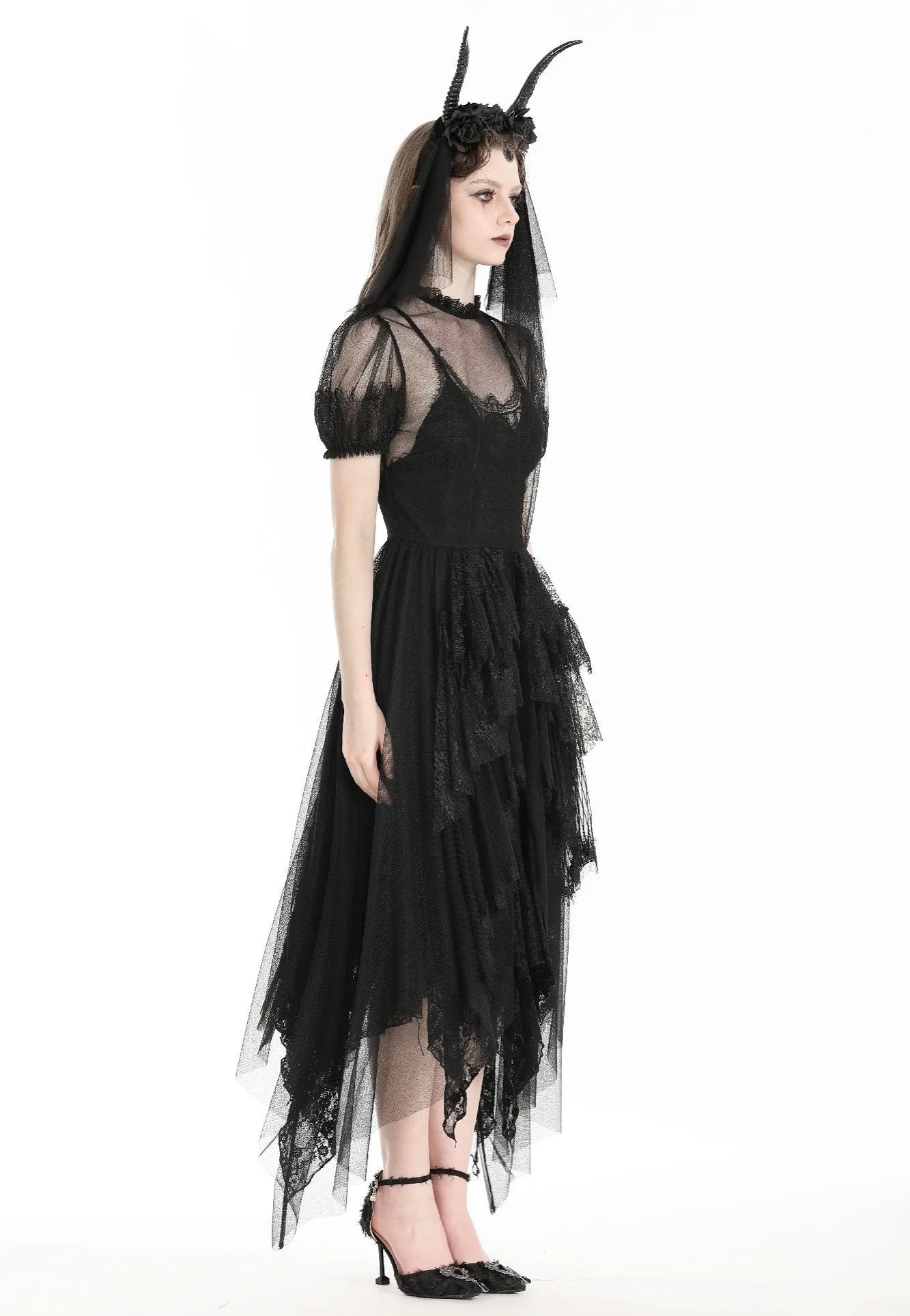 Dark In Love - Gothic Dark Night Elf Winged Mesh Black - Dress Sale Best Pices