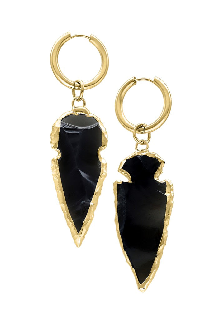 Wildcat - Little Obsidian Stone Gold - Earrings Cheap Sale Low Pice Fee Shipping