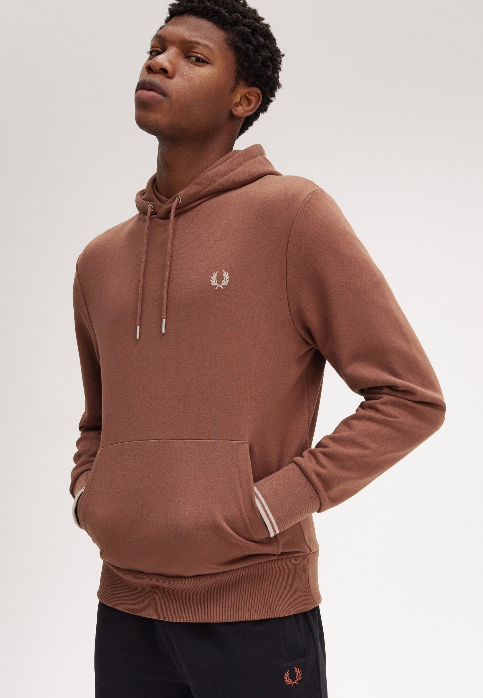 Fred Perry - Tipped Hooded Whisky Brown/Porridge Marl - Hoodie Cheap Sale Footaction