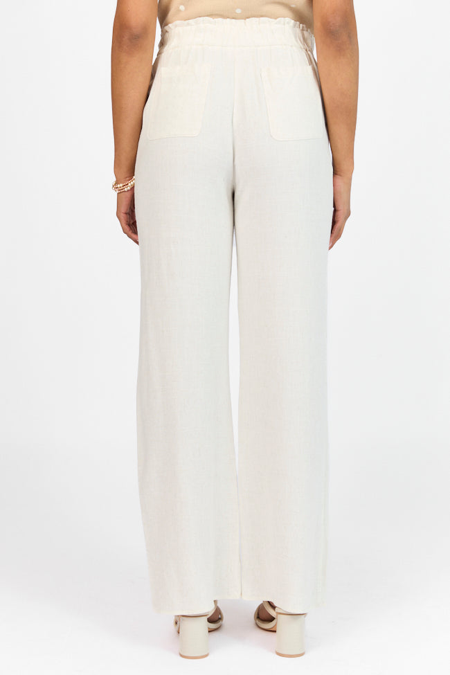 Wish For This Beige Linen Blend Trousers Free Shipping Online