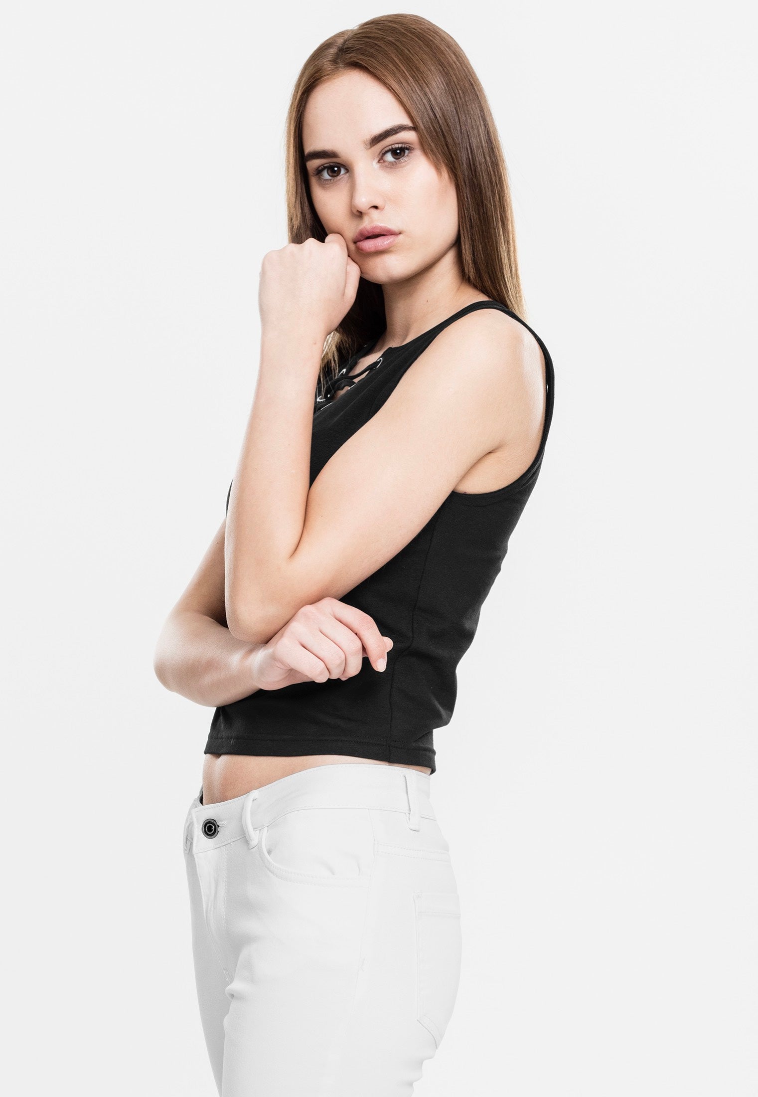 Urban Classics - Lace Up Cropped Black - Top Cheap With Paypal