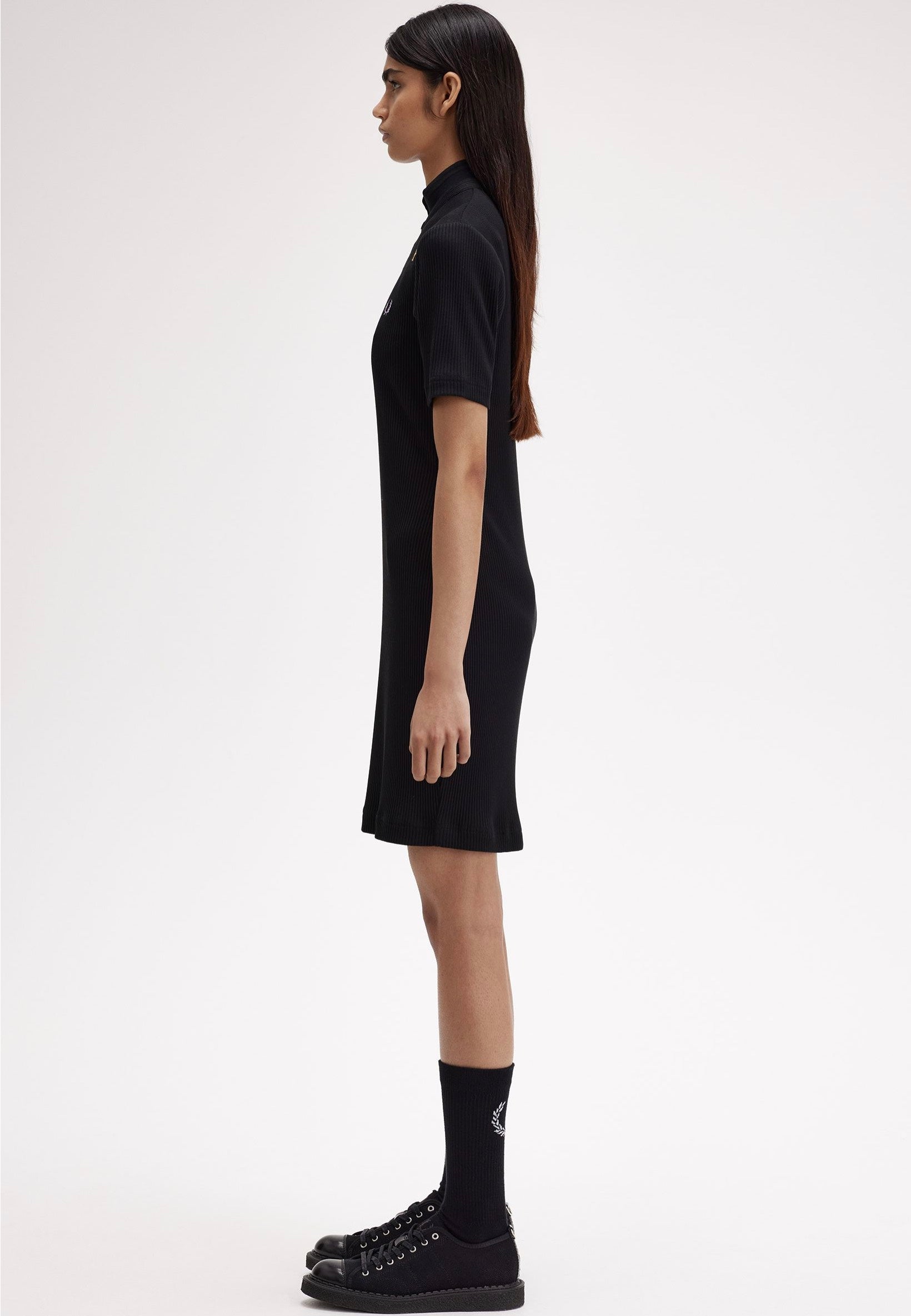 Fred Perry x Amy Winehouse - Ribbed Polo Black - Dress Pictures Cheap Online