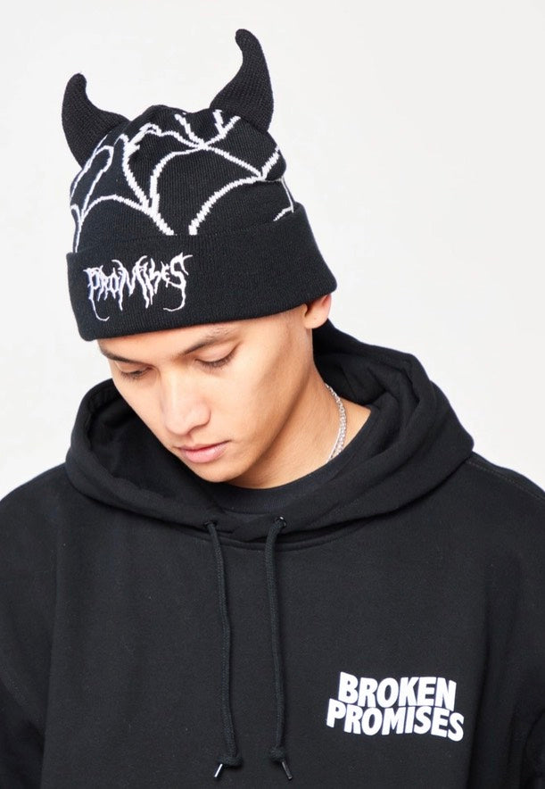 Broken Promises - Spiderweb Devil Horn Black - Beanie Sale Lowest Pice