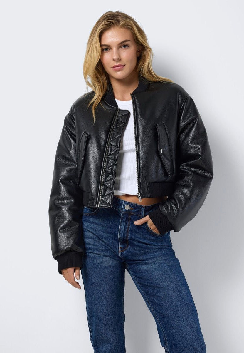 Noisy May - Eileen Pu Structured Black - Leather Jacket Discount Shop For