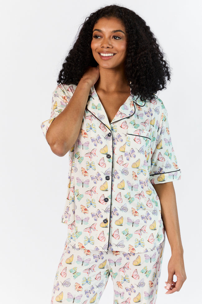 Good To Get Away Butterfly Short Sleeve Pajama Top How Much