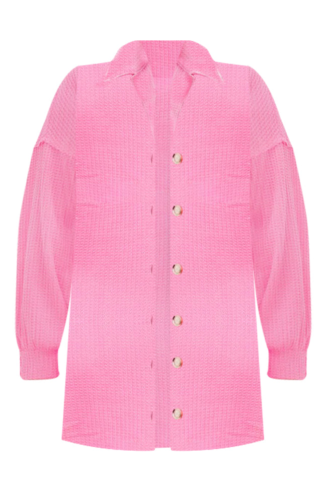 Need A Little More Hot Pink Waffle Shacket FINAL SALE The Cheapest