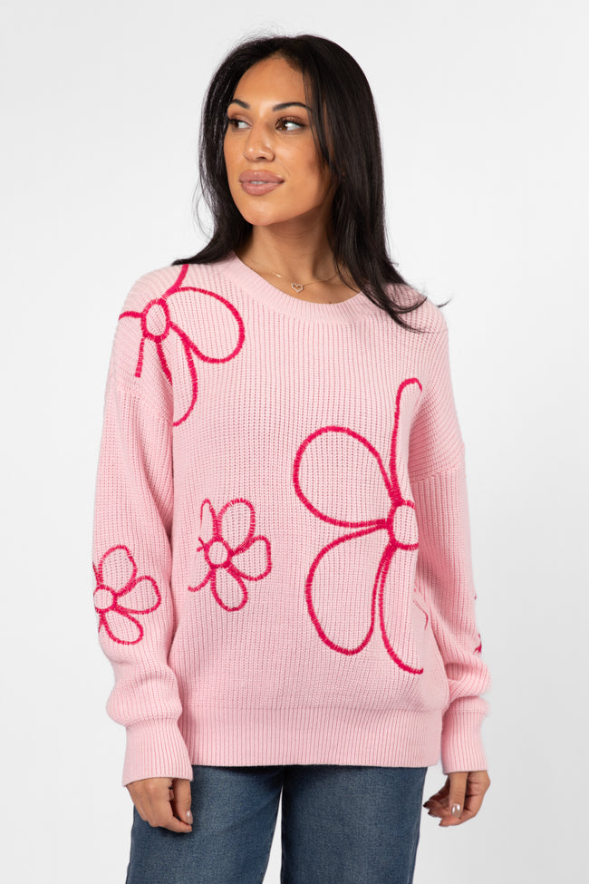 Hold My Hand Pink Floral Sweater Store Sale