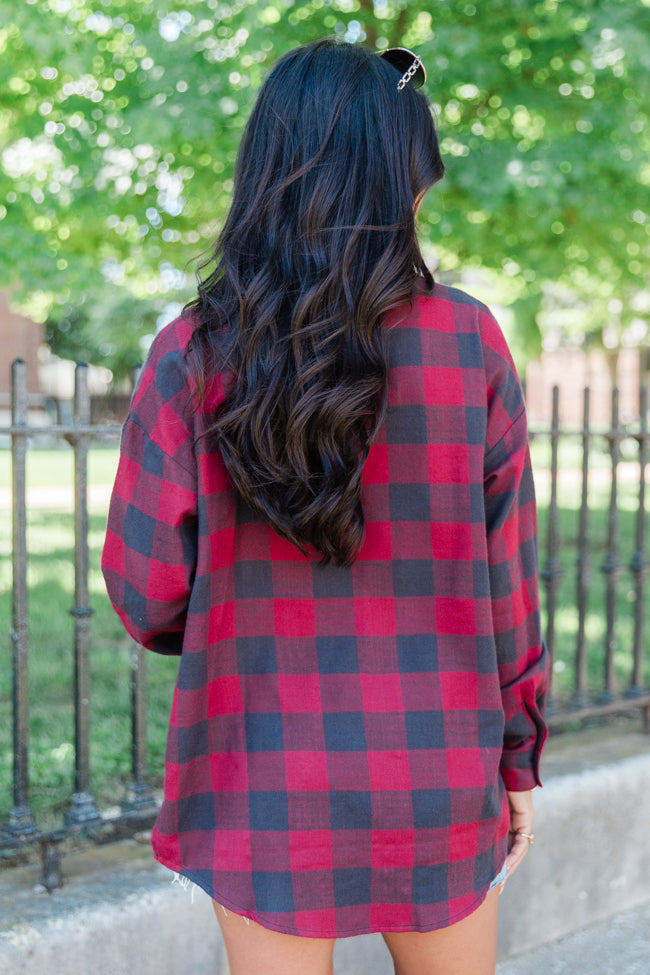 Made Me Realize Maroon Plaid Button Front Shirt FINAL SALE Order Online