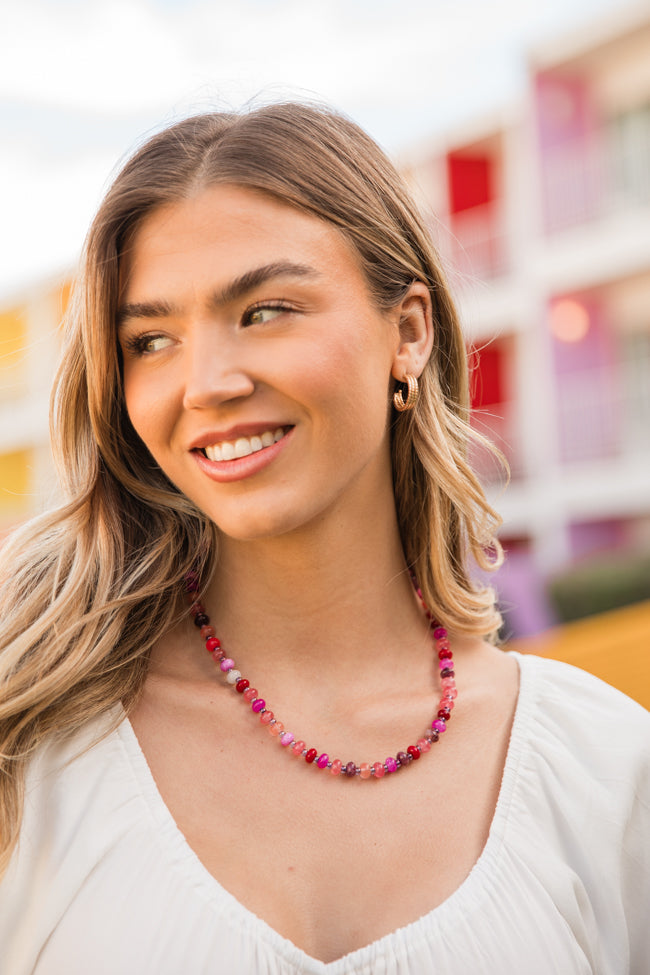 Pink Beaded Necklace Exclusive Online