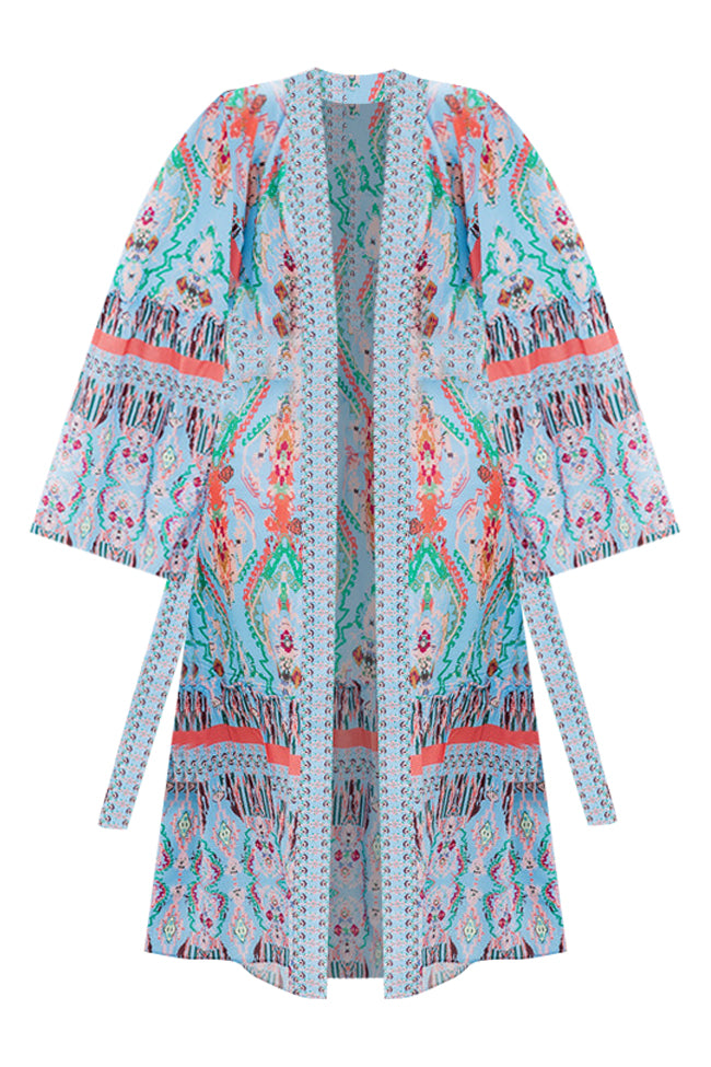 Daydream Look Blue Multi Printed Kimono FINAL SALE Sale Get To Buy