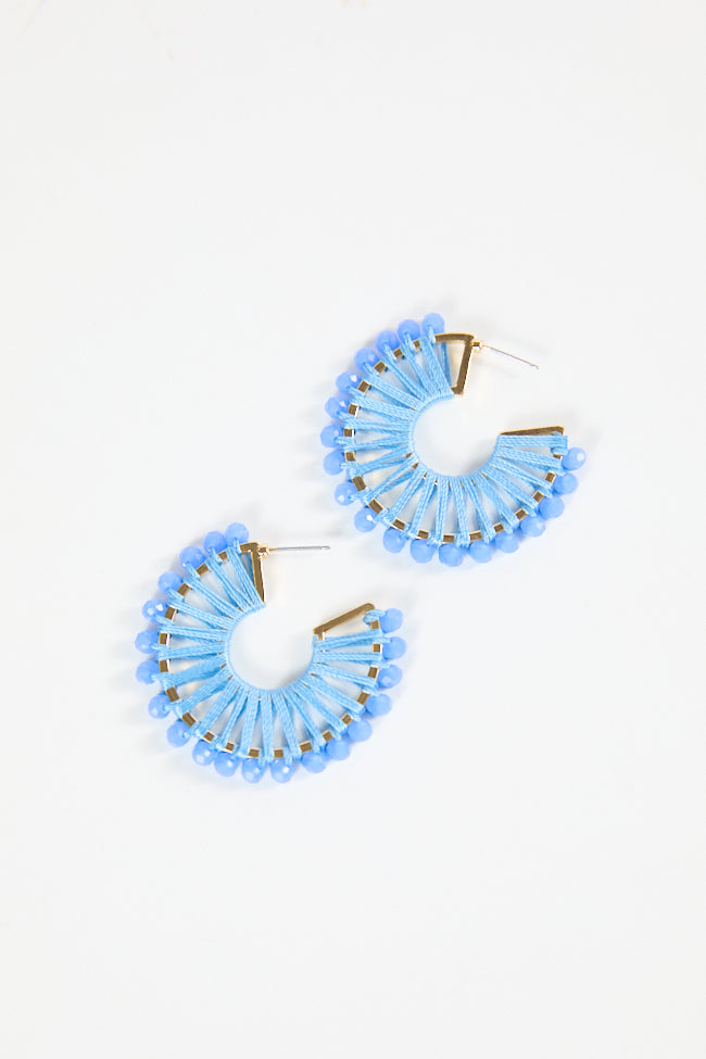 Blue Thread Wrapped Hoop Earrings Cheap Sale Release Dates