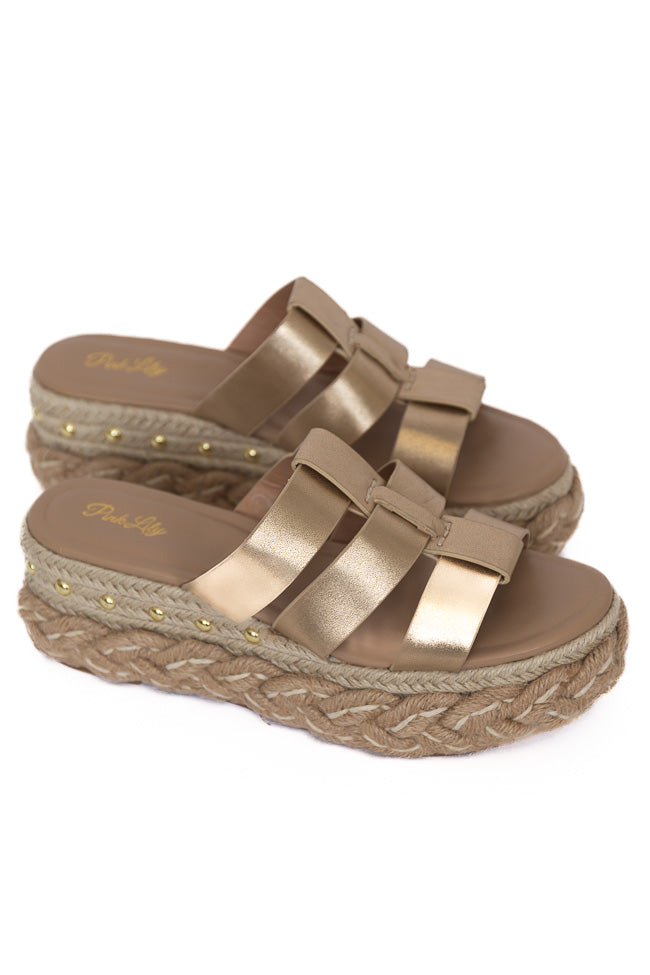 Sidney Gold Distress Slip-on Platform Sandals Buy Cheap Outlet